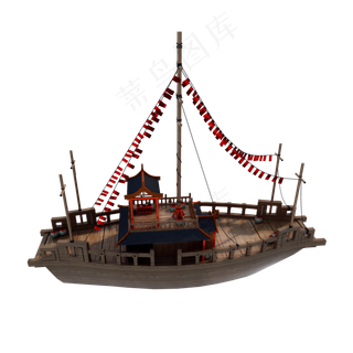 精致古船png图