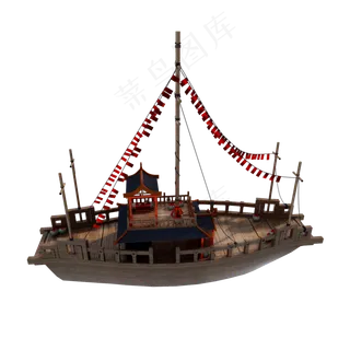 精致古船png图