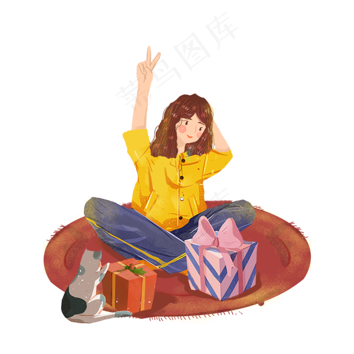 快乐儿童节礼物女孩png素材