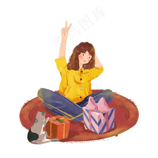 快乐儿童节礼物女孩png素材