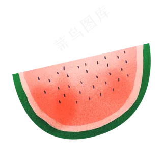手绘卡通半个西瓜免扣元素