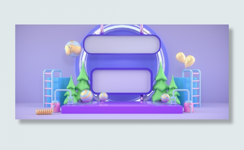 C4D简约立体电商促销活动通用背景海报