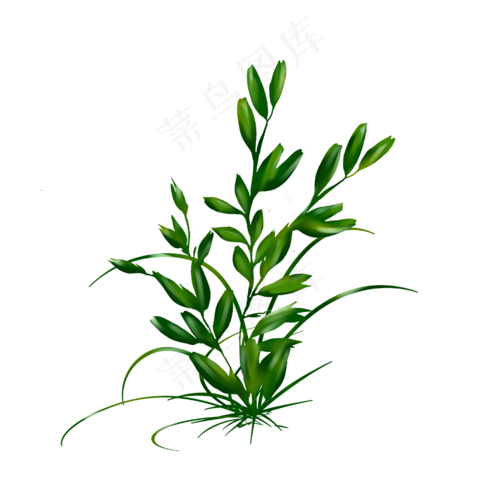 绿色植物春天手绘装饰图案