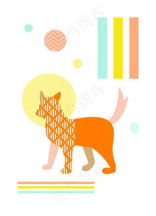 几何小狗围裙装饰图,免抠元素