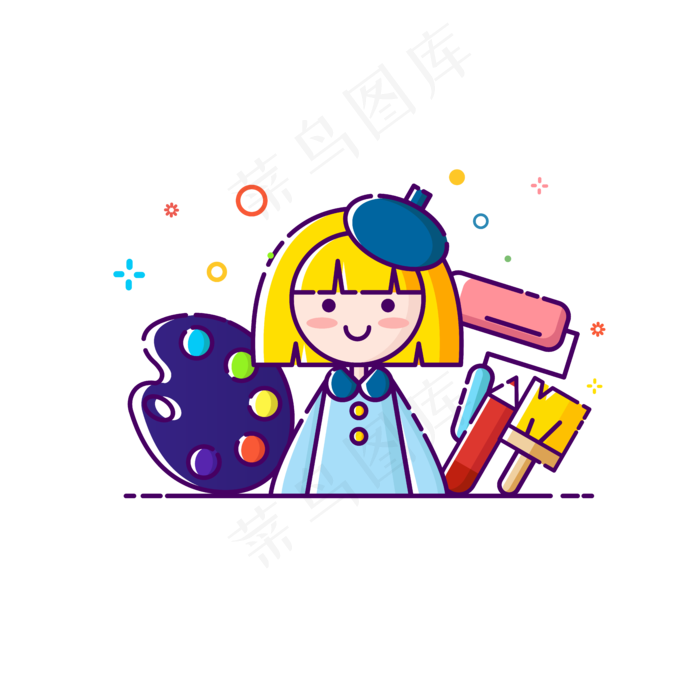 MBE风格卡通可爱商用小小画家