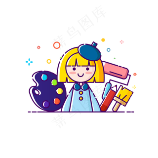 MBE风格卡通可爱商用小小画家