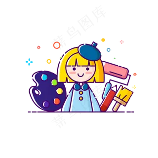 MBE风格卡通可爱商用小小画家