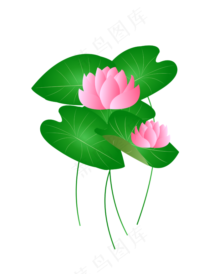 矢量卡通粉色荷花