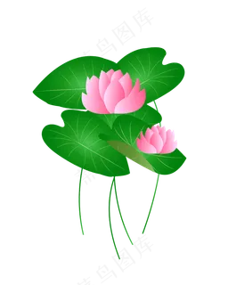 矢量卡通粉色荷花