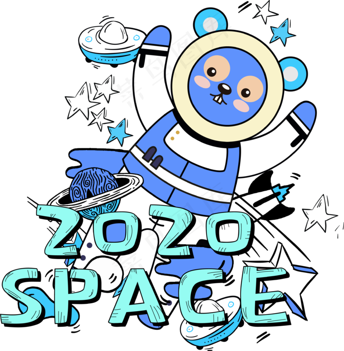 2020年鼠年航空航天科技鼠,免抠元素