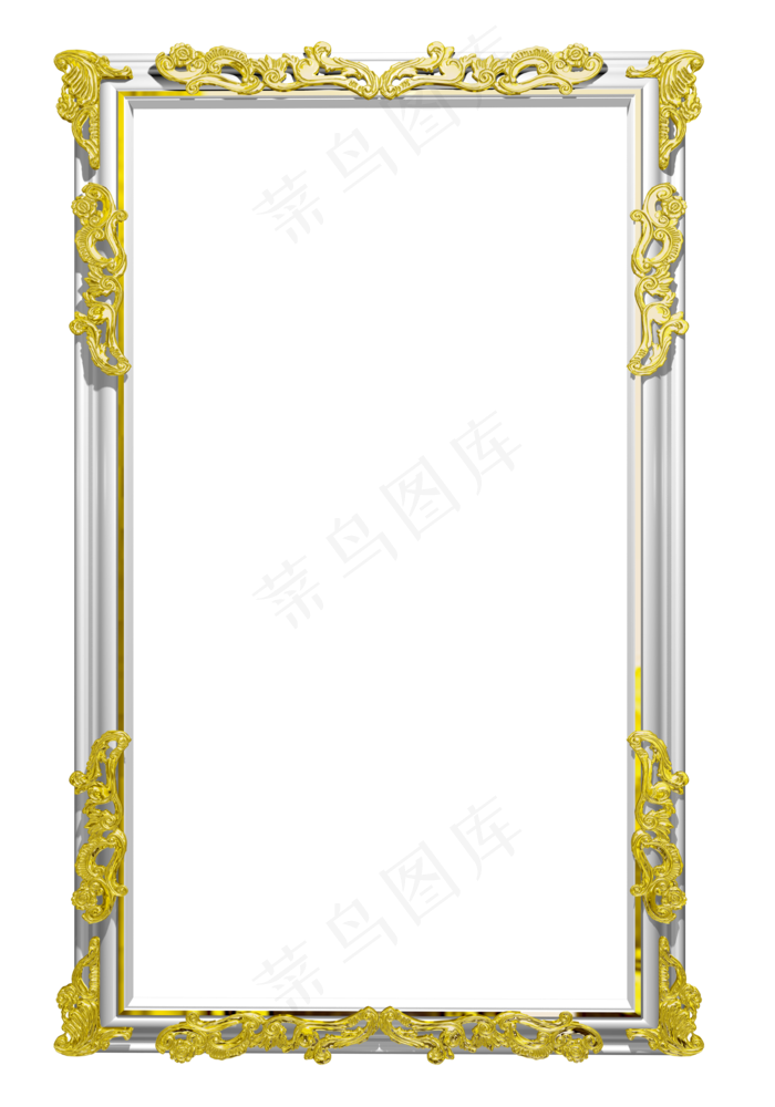 白色欧式镶金边框,免抠元素(3500X5000(DPI:72))psd模版下载