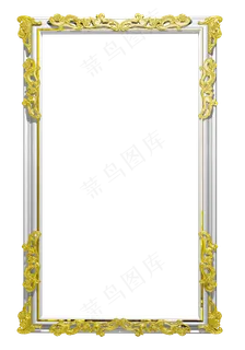 白色欧式镶金边框,免抠元素