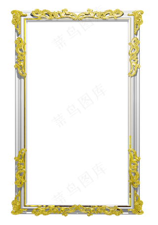 白色欧式镶金边框,免抠元素