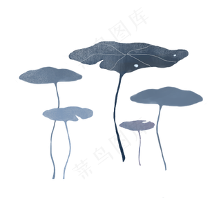 水墨荷叶植物插图