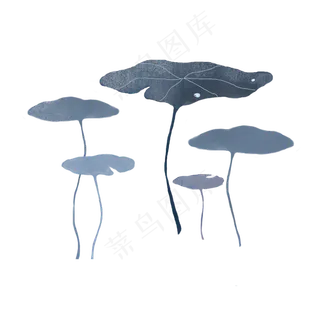 水墨荷叶植物插图