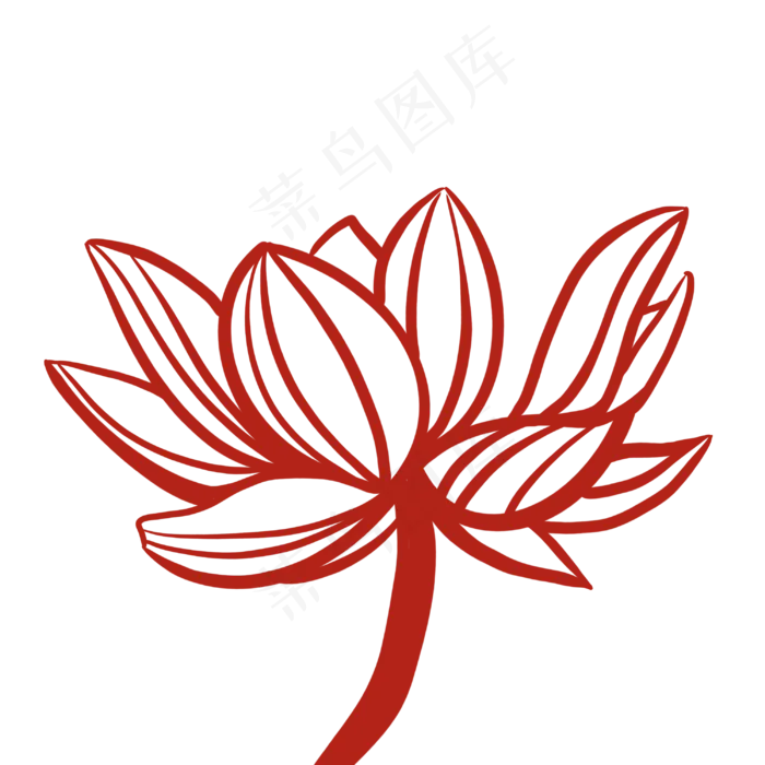 红色简约荷花插图(3000X3000(DPI:300))psd模版下载