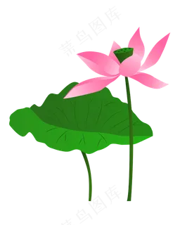 矢量卡通粉色莲花