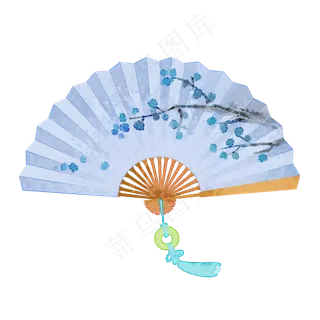 宣纸折扇中式风格水墨PNG素材,免抠元素