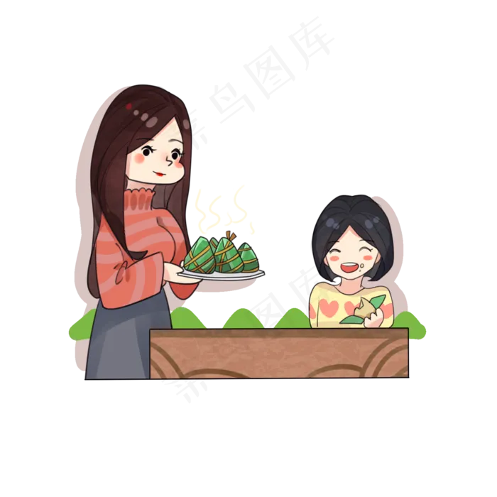 端午节和妈妈一起吃粽子(2000X2000(DPI:300))psd模版下载