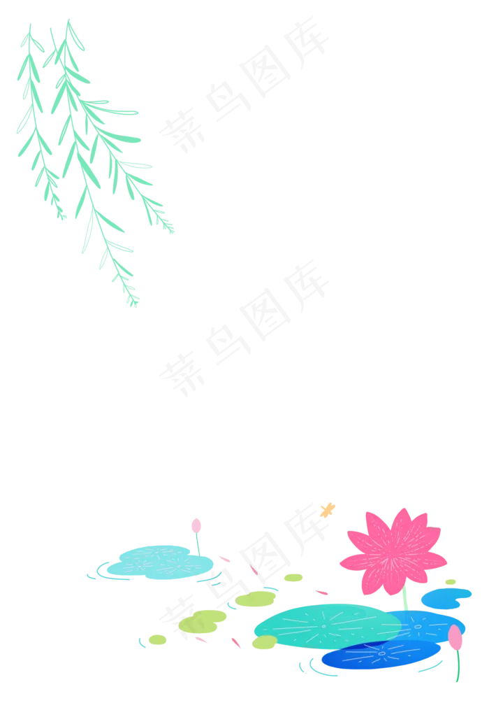 清新夏天荷花风景边框(2000X2900(DPI:300))psd模版下载