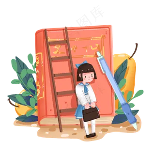 靠着书本穿水手服的女孩和梨子