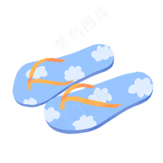 夏日手绘天蓝色云朵沙滩拖鞋