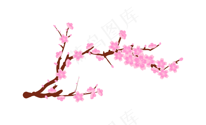 妁妁盛开的粉色桃花,免抠元素(3290*2000px 300 dpi )ai矢量模版下载