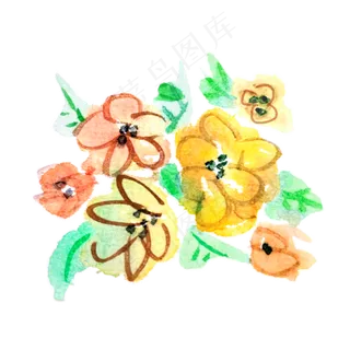 欧美风大气抽象水彩手绘小清新花