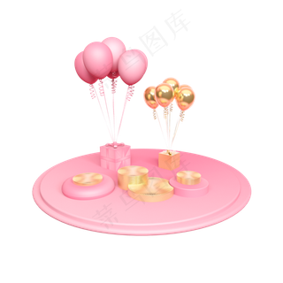 立体气球礼物舞台,免抠元素