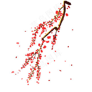 树枝红梅