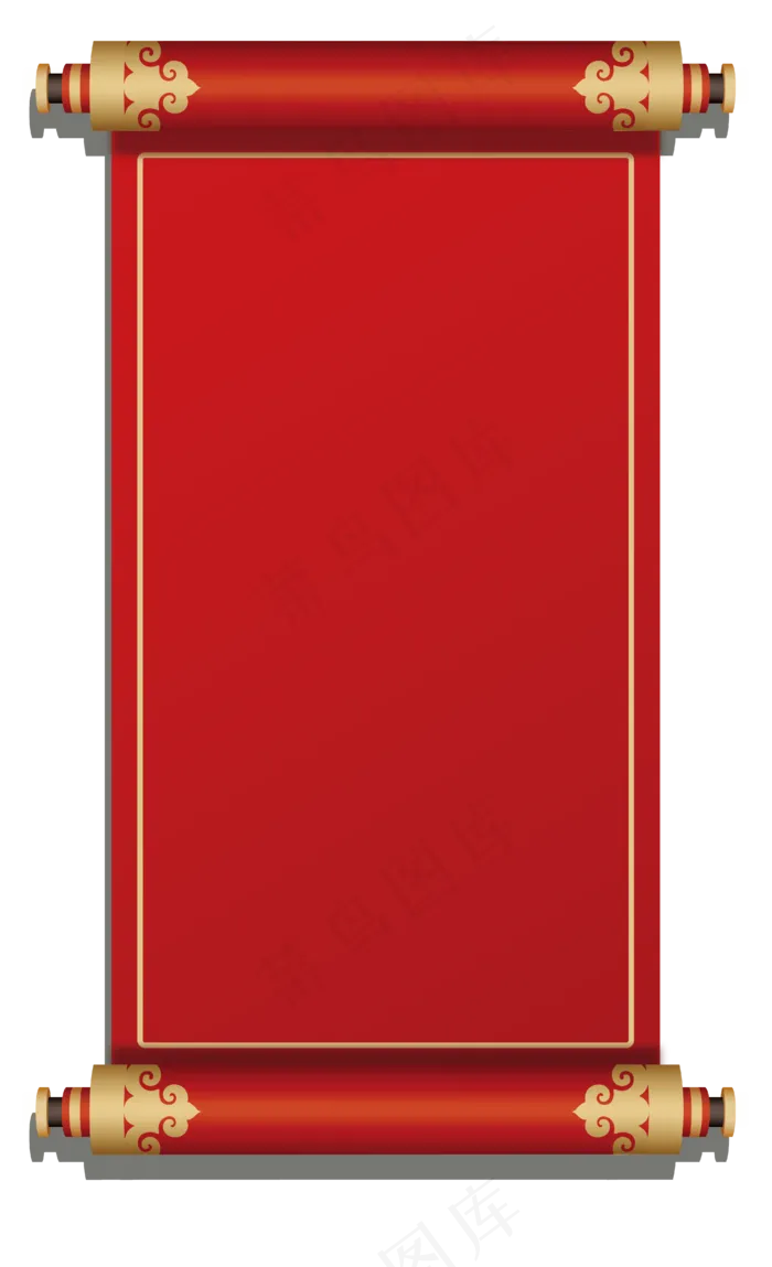 中国风卷轴png素材,免抠元素