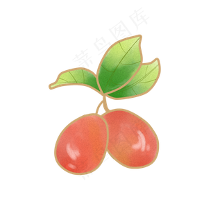 樱桃水果叶子卡通