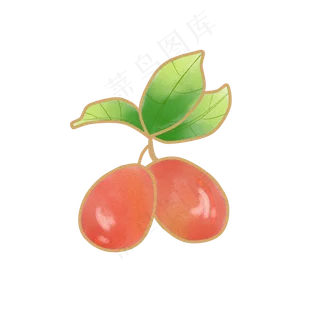 樱桃水果叶子卡通