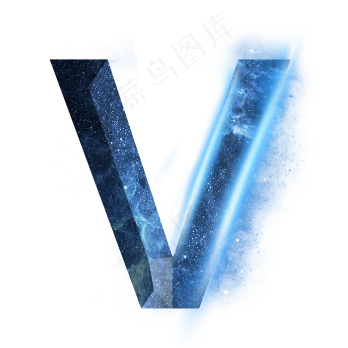炫酷蓝色星空星辰字母V(3000X3000(DPI:300))psd模版下载