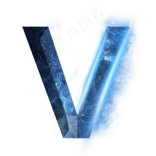 炫酷蓝色星空星辰字母V