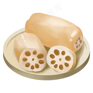 卡通手绘美食原素材荷花果实之盘