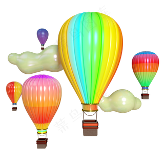五四年彩色热气球电商设计气球