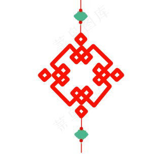 手绘新年中国结挂饰,免抠元素
