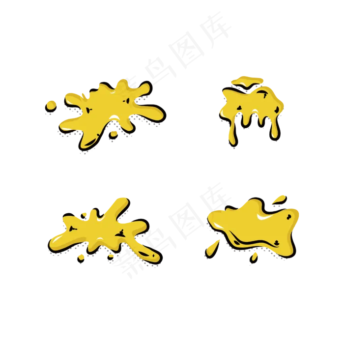 黄色卡通油漆喷溅(3590X3887(DPI:300))ai矢量模版下载