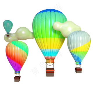 五四青年彩色热气球三维电商圆形