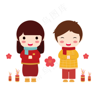 可爱中国娃娃春节新年,免抠元素