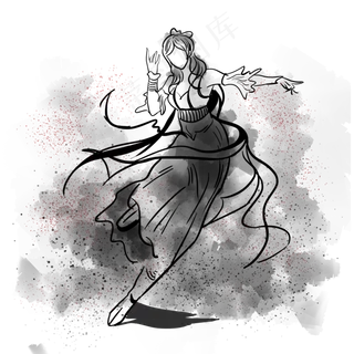 水墨武侠人物素材