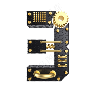 黑金质感倒计时数字3