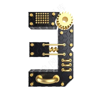 黑金质感倒计时数字3