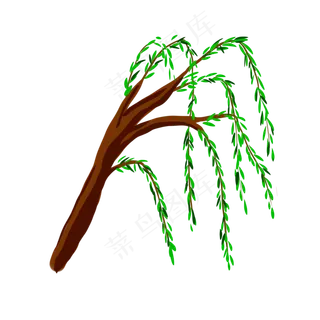 手绘卡通杨柳