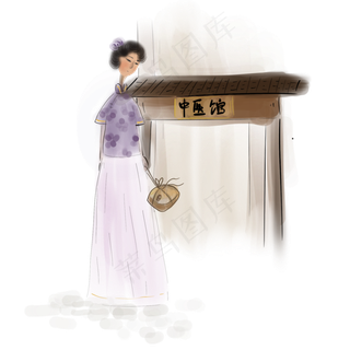 买药的民国少女,免抠元素