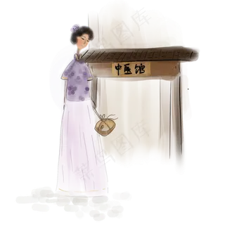 买药的民国少女,免抠元素