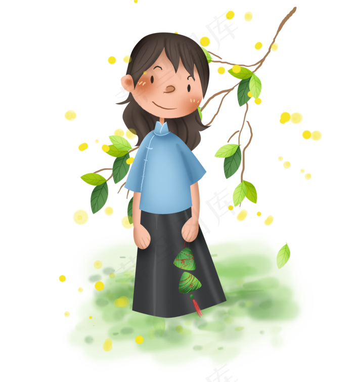 端午节拿粽子的民国少女