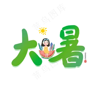 手写大暑卡通字