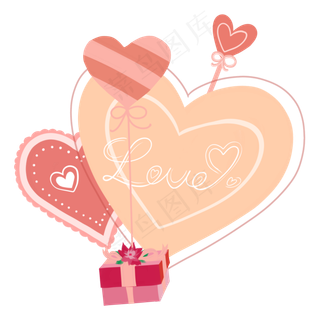 情人节爱心礼盒节日快乐,免抠元素